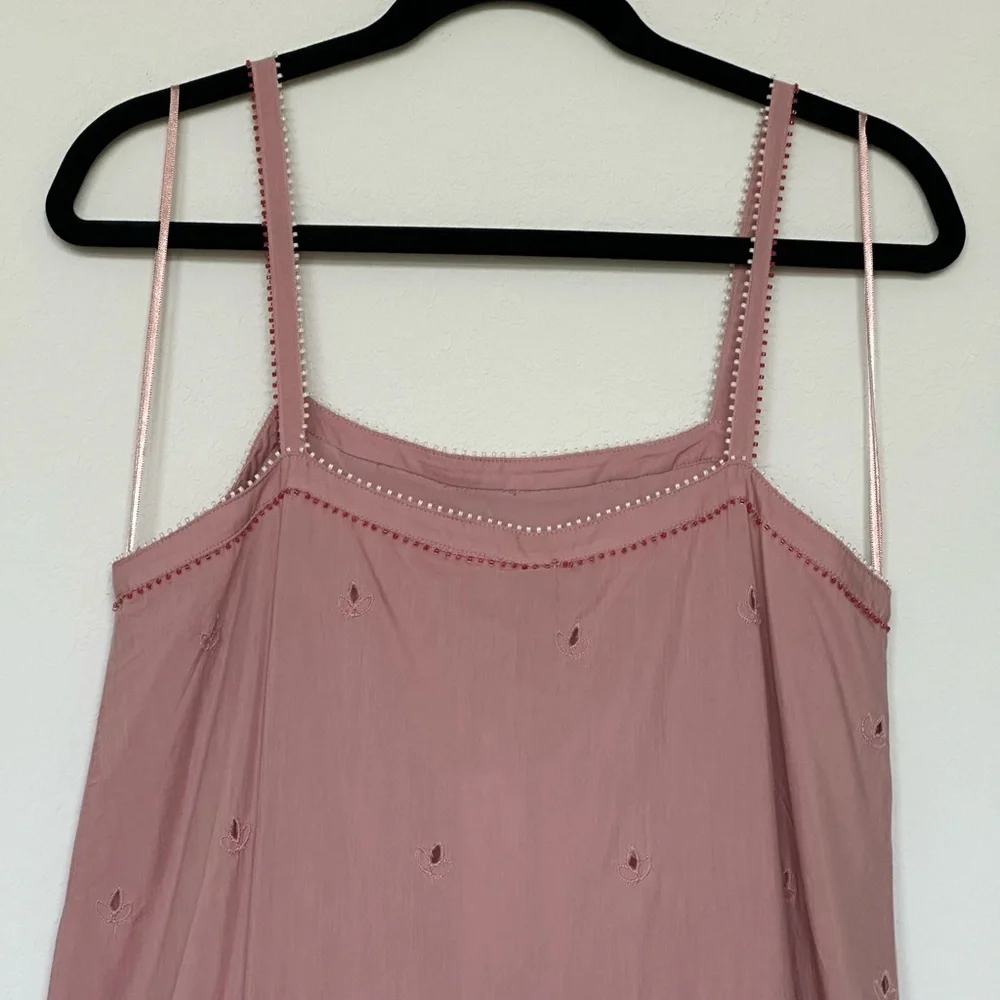 Zara‎ Dusty Rose Maxi Dress Spaghetti Strap Embroidered Lace, Sundress